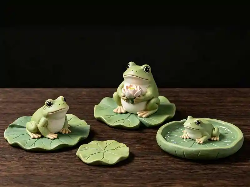 resin frog on lily pad — aquarium ornament for wholesale